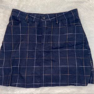 Navy blue plaid mini skirt
